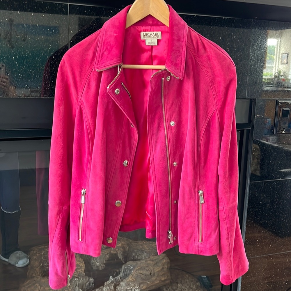 Michael Kors Barbie pink suede jacket M